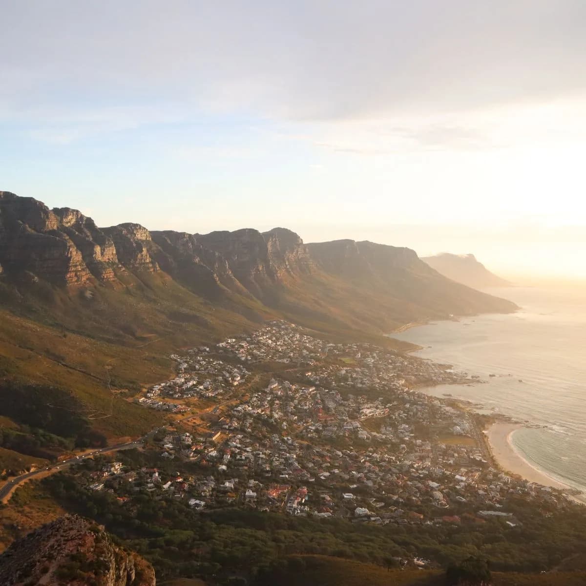 The Twelve Apostles and Camps Bay at sunset, Cape Town