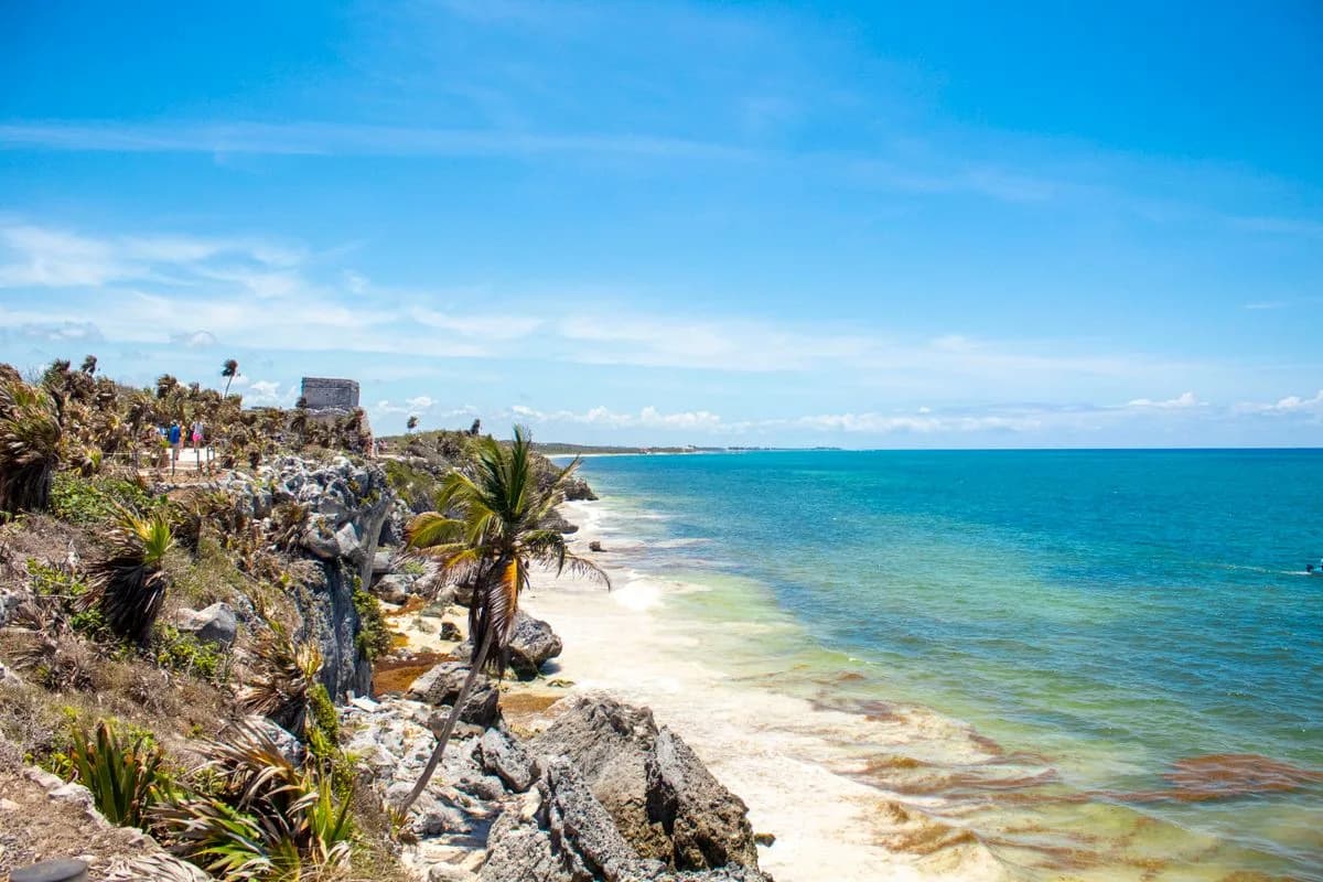 The beach below the Tulum cliffs